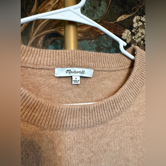 Madewell Merino Wool Knit Camel Brown Tie Cuff Long Sleeve Mini Sweater Dress - Picture 4 of 5